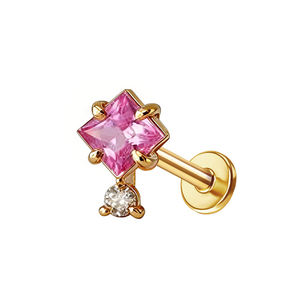 Bijou de piercing labret à filetage interne en or massif 14K avec saphir taille marquise princesse et topaze bleue de Londres - Product Image 4