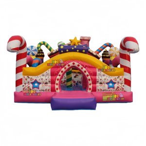 Gonfiabile a Tema Caramelle con Parete da Arrampicata e Scivolo per Bambini - Product Image 4