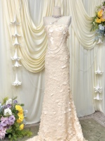 Tissu à paillettes rondes mélangées de 4 tailles, superposées, pour robe de soirée