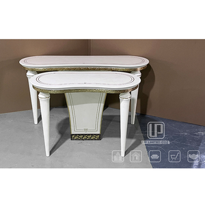 High End Hotel Apartment Living Room Furniture Oval White <b>Console</b> <b>Tables</b> Long Wooden <b>Tables</b> With <b>Gold</b> Frame 01 Oval <b>Console</b> - Product Image 1