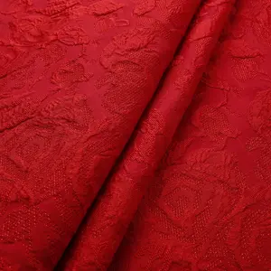 KEER Factory Custom JBJ2167N Custom Fashion Jacquard-Stoff aus rotem Rosen brokat für Party kleider