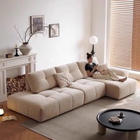 Canapé modulaire en L de luxe moderne avec structure en bois, dossier réglable et housses amovibles lavables pour salon