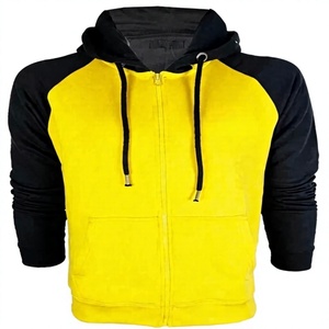 Veste à capuche en polaire jaune pour homme, coupe-vent, vêtements d'hiver avec fermeture éclair, coupe régulière, style décontracté et chaud pour l'extérieur - Product Image 1