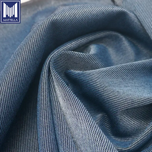 Gsm % 100% pamuk geri dönüşümlü 4 yollu streç denim kumaş için gömlek müşteri için özelleştirilmiş