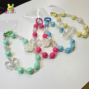 2025 New Plastic Crafts Lanyard Handmade Feng Shui Good Luck Flower Bracelet Lanyard Handicraft for Mobile Phone