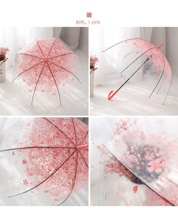 Parapluie Transparent QX Motif Fleur de Cerisier Champignon Apollo Sakura Créatif à Long Manche Magnifique Offre Spéciale - Product Image 6