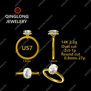 Anillos Clásicos de Oro de 14K con Moissanita Ovalada de 2CT DEF VVS y Halo de Diamantes, Anillos de Boda, Joyería para Mujeres y Hombres - Product Image 5