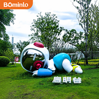 Escultura de Astronauta Bebé de Dibujos Animados Grande, para Decoración de Jardín, Parque o Césped, en Pose de Dormir