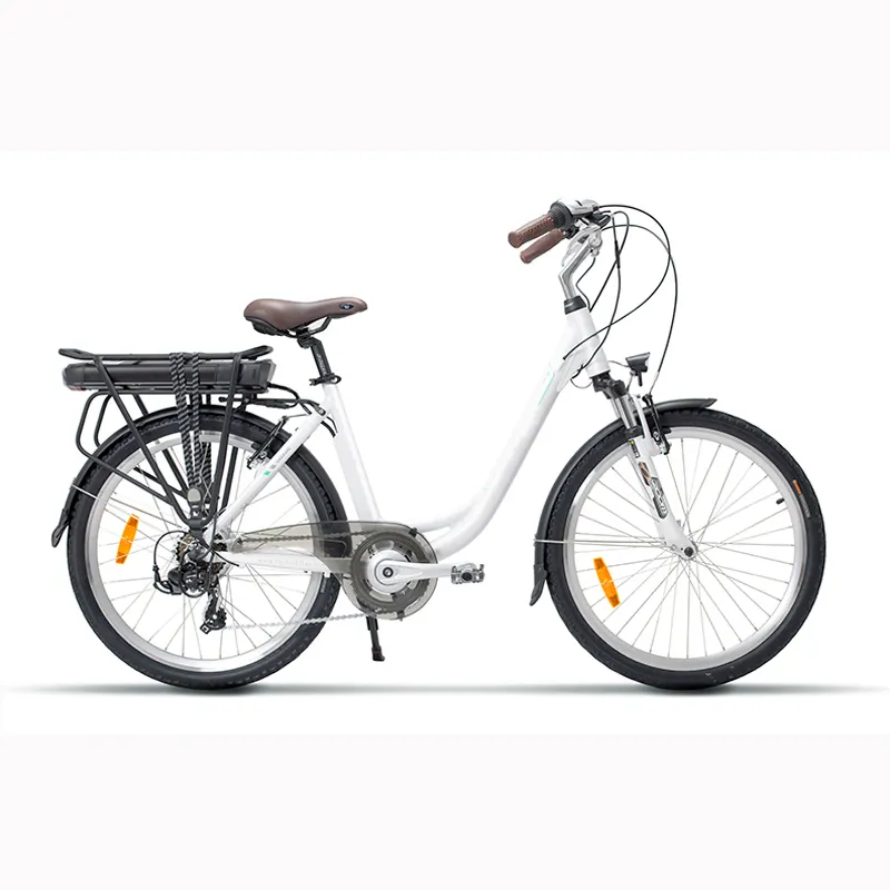 จักรยานเมือง/แบตเตอรี่ลิเธียมพลังงานจักรยานเมืองไฟฟ้าสีเขียว24 26 ''นิ้วอลูมิเนียมอัลลอยด์บีเอ็มคอมแพคสตาร์