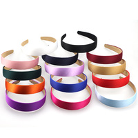 Headband Satin Mengkilap 3cm untuk Wanita, Warna Solid Sederhana, Finishing Mengkilap Klasik, Tersedia Berbagai Warna