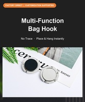 Gancho Plegable para Bolsos, Colgador Portátil para Bolsos de Escritorio/Mesa, Adhesivo con Logotipo Personalizado, Resina Cristal, Venta al Por Mayor