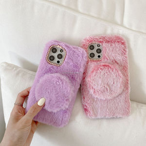 Custodia per telefono in peluche con specchio rimovibile, copertura in finta pelliccia soffice per <span class=keywords><strong>iPhone</strong></span> <span class=keywords><strong>5</strong></span> 6 7 8 X Xs 11 12 13 Pro Max - Ingrosso - Product Image 4
