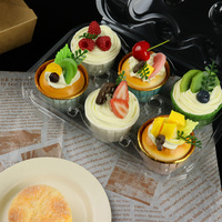 Vente en gros de boîtes à cupcakes à 6 compartiments, en plastique, pour muffins, desserts, emballage, boîte jetable, transparente, claire, empilable