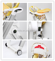 Chaise haute moderne pour bébé, pliable, avec double plateau, chaise d'alimentation à quatre roues pour enfants