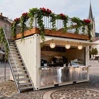 Cafetería Móvil Contemporánea en Contenedor Marítimo, Tienda Minorista con Diseño Robusto y Duradero, Cafetería en Contenedor
