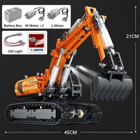 Reobrix 22003 Excavadora Mecánica Motorizada, Camión con Control Remoto por Aplicación, Vehículo RC, Bloques de Construcción de Plástico, Juguetes de Ladrillos
