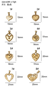 จี้รูปหัวใจหลากหลายแบบ |   จี้สแตนเลสสตีลชุบทอง 18K PVD สำหรับทำเครื่องประดับ |   กันน้ำและไม่ซีดจาง - Product Image 6