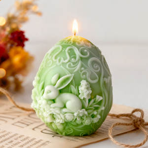 Lapin de Pâques, œuf, bougie artisanale en cire de soja mélangée 3D colorée, pour les fêtes et les bars - Product Image 4