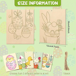 Adorno de madera DIY sin terminar para pintar, con diseño de conejo y huevo, para decoración de Pascua transfronteriza, ideal para manualidades infantiles. - Product Image 2