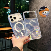 Coque de téléphone magnétique laser dégradé irisé pour iPhone 17 16 15 14 Pro Max, coque arrière IMD magnétique à texture arc-en-ciel