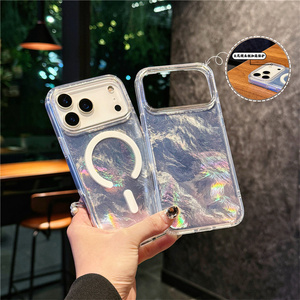 Funda Magnética para Teléfono con Degradado Brillante y Láser para iPhone 17 16 15 14 Pro Max, Carcasa Iridiscente IMD con Textura Arcoíris - Product Image 6