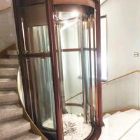 Ascenseur panoramique pour villa entièrement fermée de 400 kg, portes rotatives à fermeture automatique à courbe fixe, escalier central rotatif HC400