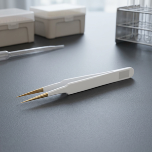Pince à épiler professionnelle en acier inoxydable Gold Tier pour extensions de cils, droite, CC, naturelle, longue, épaisseur 0,15 mm - Product Image 2