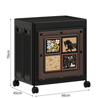 Armoire de rangement cubique classique robuste de 155 L, gain de place, porte verrouillable, boîte de rangement pliable pour la lessive, conteneur à roulettes, PP+HIPS