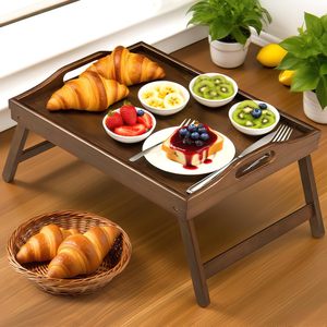 침대 테이블 소파용 접이식 다리가 있는 대나무 아침 식사 트레이 테이블 - 접이식 다리가 있는 대나무 식사 및 노트북 트레이 - Product Image 5