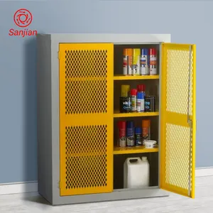 Customized KD structure adjustable 4 layer shelf metal wire mesh 2 swing door steel cupboard storage cabinet locker