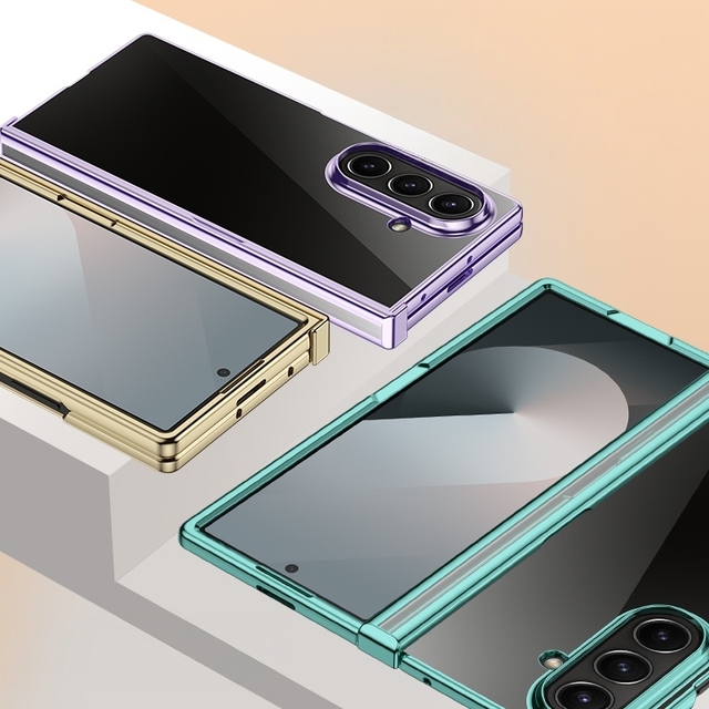 Electroplated Clear Phone Case for Samsung Galaxy Z Fold8 Fold7 Fold6 Fold5 Fold4 Hinge Protective Shockproof Foldable Cover