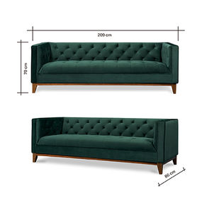 Upscale होटल फर्नीचर धातु पैरों के साथ गहरे नीले रंग की मखमल असबाबवाला सोफे सोफे - Product Image 2