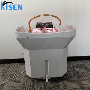 อ่างสระผมเคลื่อนที่ Kisen พร้อมระบบหมุนเวียนน้ำ ถังเก็บน้ำ 60 ลิตร ถาดรองอ่างเคลื่อนที่สำหรับร้านเสริมสวย - Product Image 2