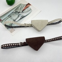 Ceinture pour femmes JULUN, ceinture personnalisée, ceintures de créateur, mini pochette triangulaire en daim, sangle à œillets, accessoire de taille décoratif pour robes et jeans