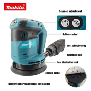 <span class=keywords><strong>Ponceuse</strong></span> orbitale <span class=keywords><strong>sans</strong></span> <span class=keywords><strong>fil</strong></span> <span class=keywords><strong>Makita</strong></span> 18V 300W pour le bricolage, le travail du bois, le polissage et les petites opérations de meulage, <span class=keywords><strong>sans</strong></span> balais - Product Image 1