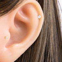 Bijoux de piercing en titane Henson G23/F136 avec zircone de 3 mm, tige filetée interne, anneau de lèvre, plug d'oreille, clou d'oreille pour cartilage