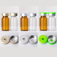 Flacons en verre borosilicate tubulaire de petite taille, transparents ou ambrés, avec bouchon en caoutchouc et impression sérigraphique