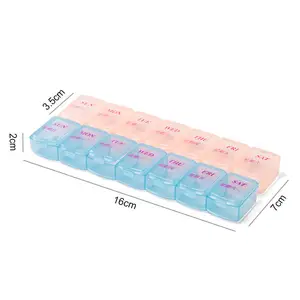 Customized Logo Set of 2 pcs Mini Travel Medicine Case Pill Case Planner Weekly Pill Box