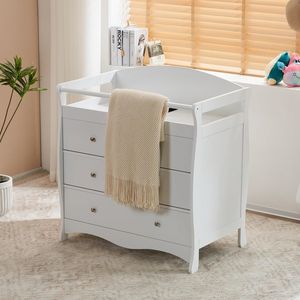 <span class=keywords><strong>Table</strong></span> à <span class=keywords><strong>langer</strong></span> <span class=keywords><strong>pour</strong></span> bébé, commode, station de change de couches, armoire en bois avec 3 tiroirs, barre de sécurité et sangle <span class=keywords><strong>pour</strong></span> la chambre à coucher - Product Image 2
