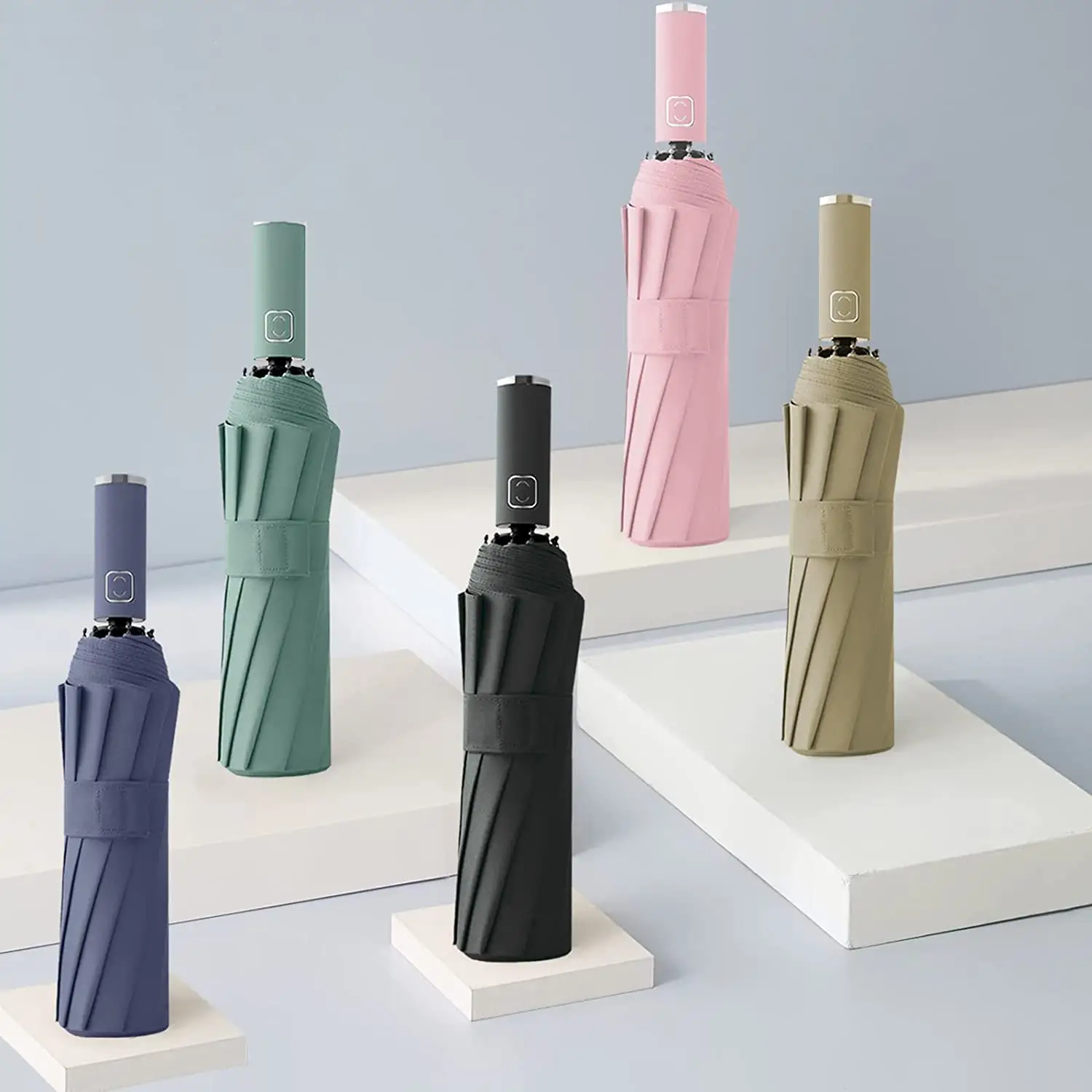 Ombrello di sicurezza antivento 3 ombrello UV pieghevole aperto automaticamente per ombrello portatile poliestere in fibra di vetro contemporanea
