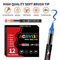 Marqueurs d'art permanents personnalisés pour graffiti, pointe pinceau, peinture acrylique, stylos marqueurs en plastique pour loisirs créatifs et emballages