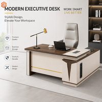 Escritorio Ejecutivo Moderno en Forma de L, Conjunto de Muebles de Oficina para Gerentes con Gabinete Lateral para Oficina de Director Ejecutivo, Suministros para Proyectos
