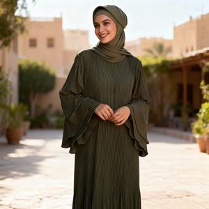 Robe Abaya en Chiffon Polyester Imprimé Moderne et Casual pour Femmes Musulmanes, Vêtement Quotidien Tendance 2026 - Product Image 4