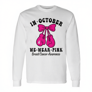 En octubre usamos camisetas rosas de manga larga para la concienciación sobre el cáncer de mama - Product Image 2