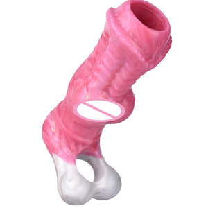 YOCY 2215 Heißer Künstlicher Haut-<span class=keywords><strong>Dildo</strong></span> mit Knoten/Verlängerung aus Silikon zur Penisvergrößerung Fantasy-Sexspielzeug in Pfirsichrosa - Product Image 2