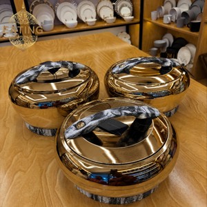 <span class=keywords><strong>Pot</strong></span> de service isotherme de luxe à finition miroir, 3 pièces, 4L-6L, noir, avec poignée en marbre foncé, pour Majlis du Moyen-Orient - Product Image 4