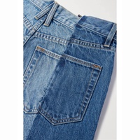 Pantalon en jean droit pour femme, coupe ample, respirant, de haute qualité, style vintage, délavé foncé, patchwork, tendance