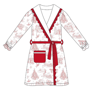 Set Pigiama Famiglia per Ragazze, Maniche Lunghe, Stampa Rossa e Bianca, Top e <span class=keywords><strong>Pantaloni</strong></span> Comodi, Set Abbigliamento Natalizio - Product Image 6