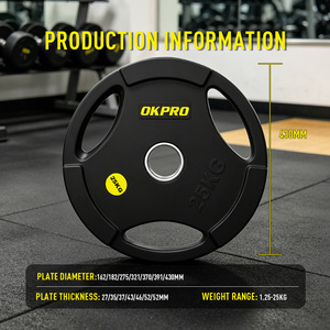 OKPRO - Discos de Pesas de Goma para Gimnasio, de Alta Calidad, para Levantamiento de Pesas, Color Negro - Product Image 2