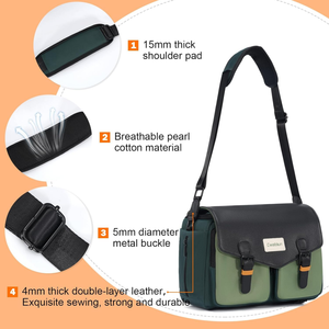 תיק צד גדול ירוק מדגם Cwatcun D99 למצלמה, תיק נשיאה עם הגנה לעדשה, עמיד למים, לצילום בחוץ - Product Image 3
